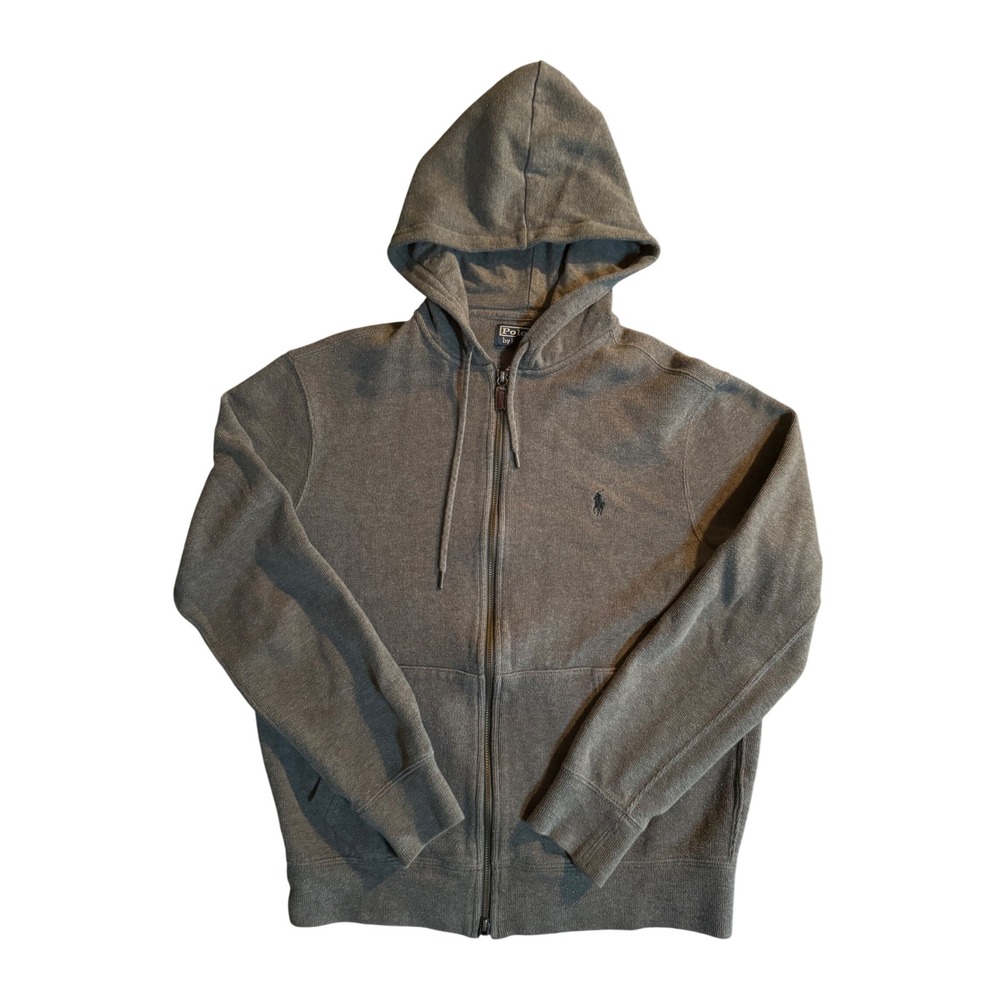 Polo Ralph Lauren Full Zip Hoodie Mens Medium Gray Cotton Pony Logo 0241